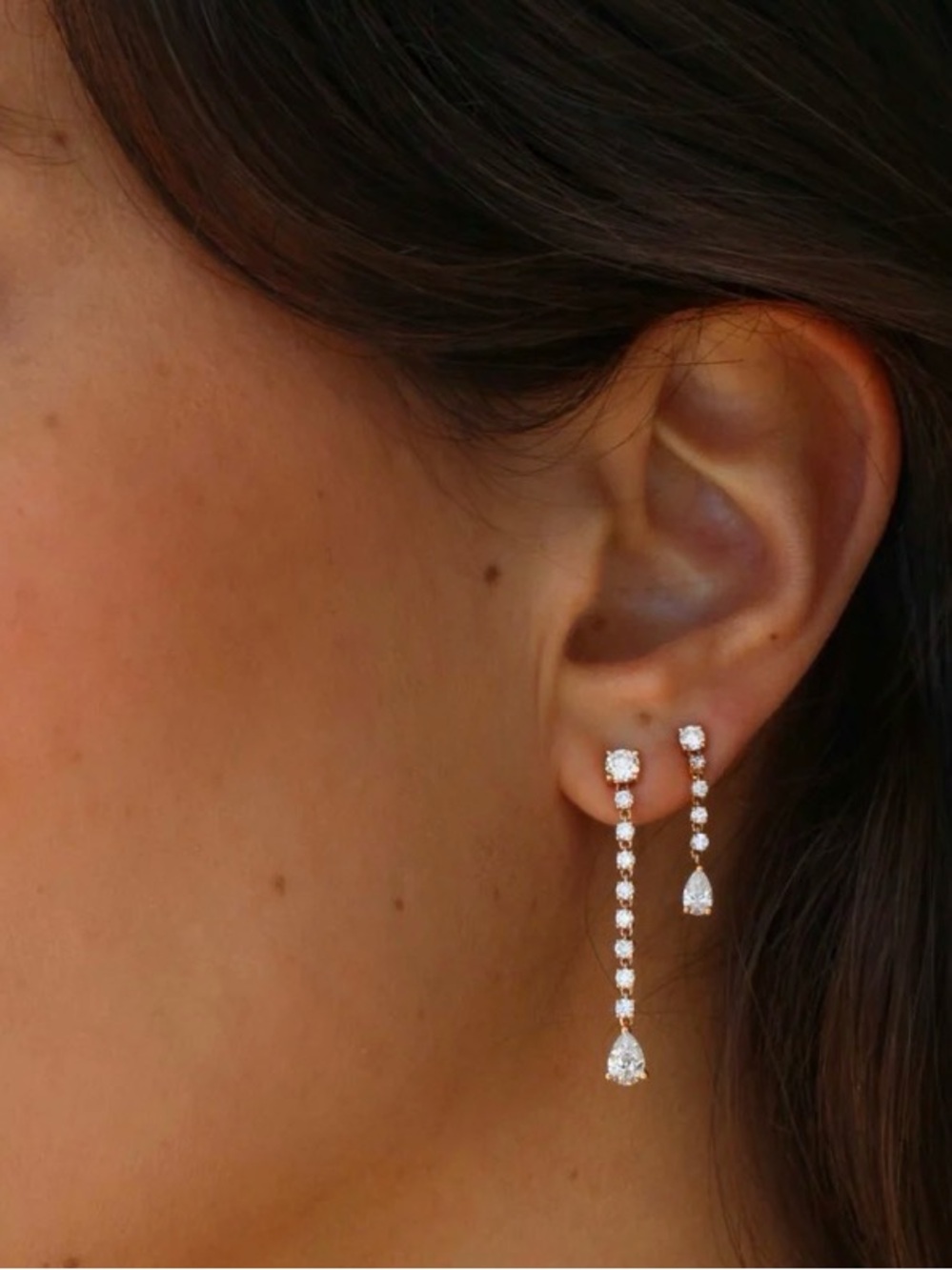 Anita Ko SMALL ROPE DIAMOND EARRINGS WITH PEAR DROPS white gold - Picture 2 of 2